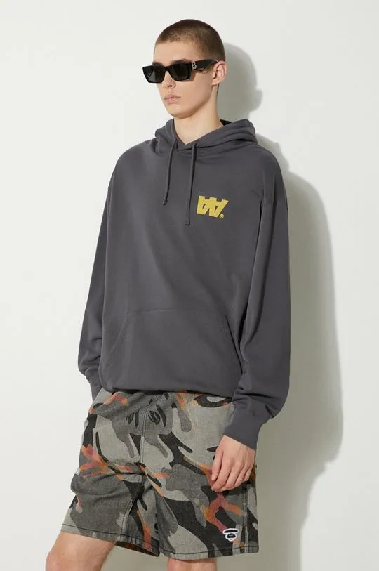 Wood Wood cotton sweatshirt Sweatshirt GOTS men's gray color hooded with a print 10305618.2424