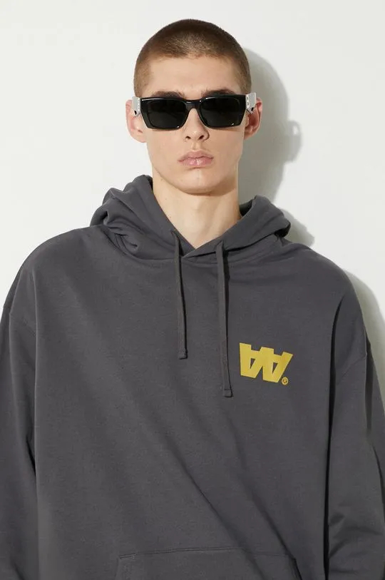 Wood Wood cotton sweatshirt Sweatshirt GOTS men's gray color hooded with a print 10305618.2424