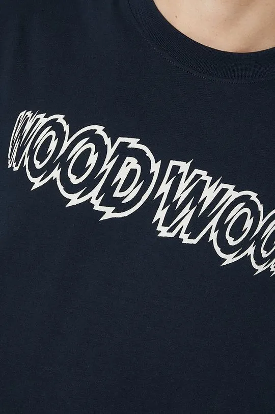 Wood Wood cotton t-shirt Bobby Shatter Logo T-shirt men’s navy blue color with a print