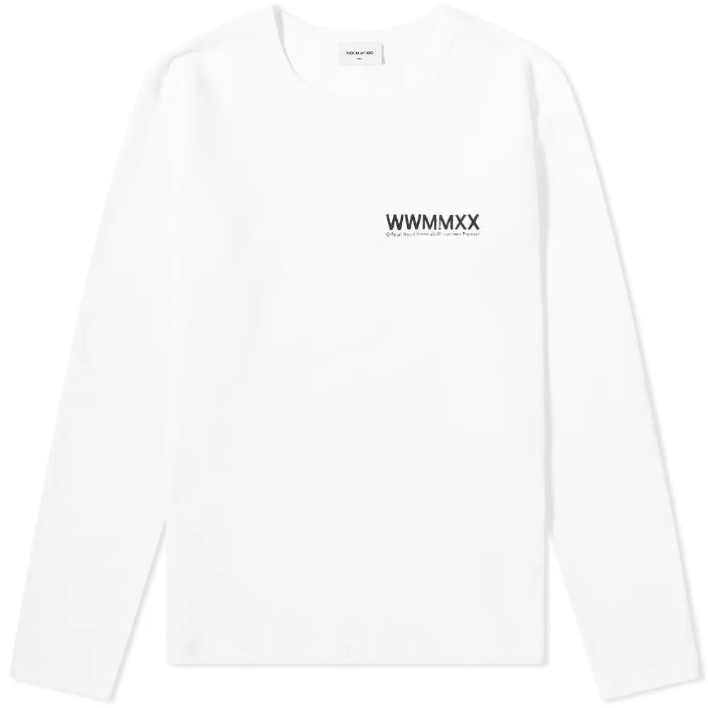 Wood Wood Long Sleeve Han Brush Strokes TeeBright White