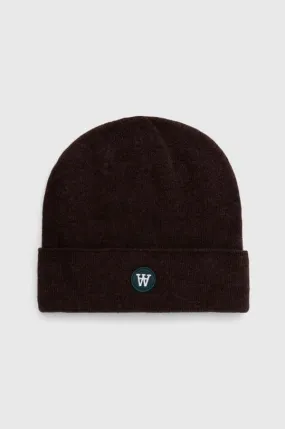 Wood Wood wool beanie brown color