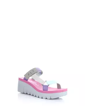 YAKA037FLY 001 GREY/MULTI/CAMU PINK Round Toe Sandals