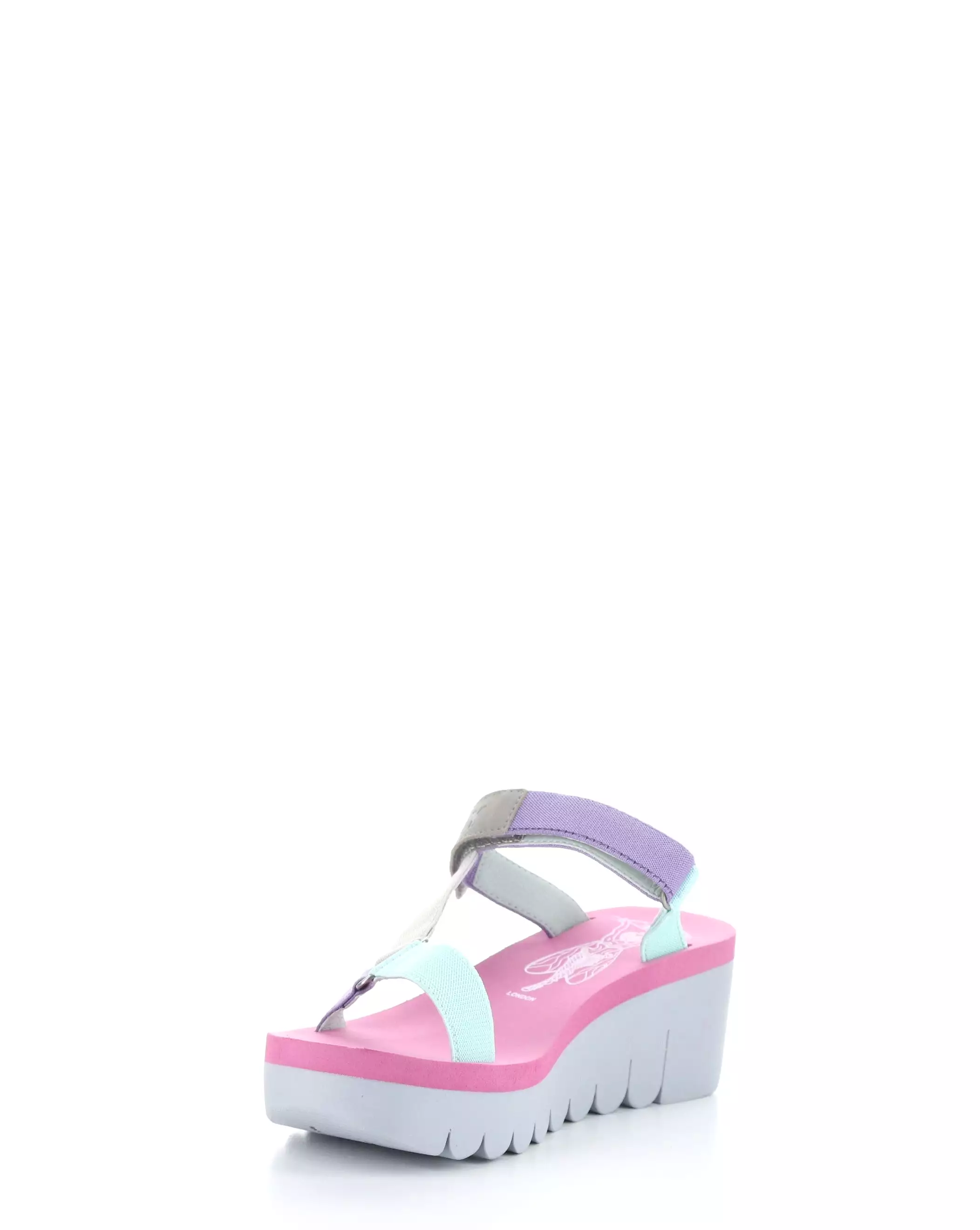 YAKA037FLY 001 GREY/MULTI/CAMU PINK Round Toe Sandals