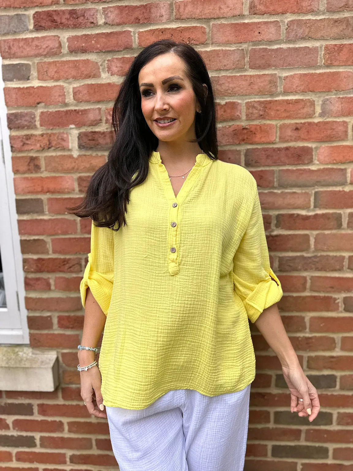 Yellow Bubble Cotton Lightweight Blouse Dinah