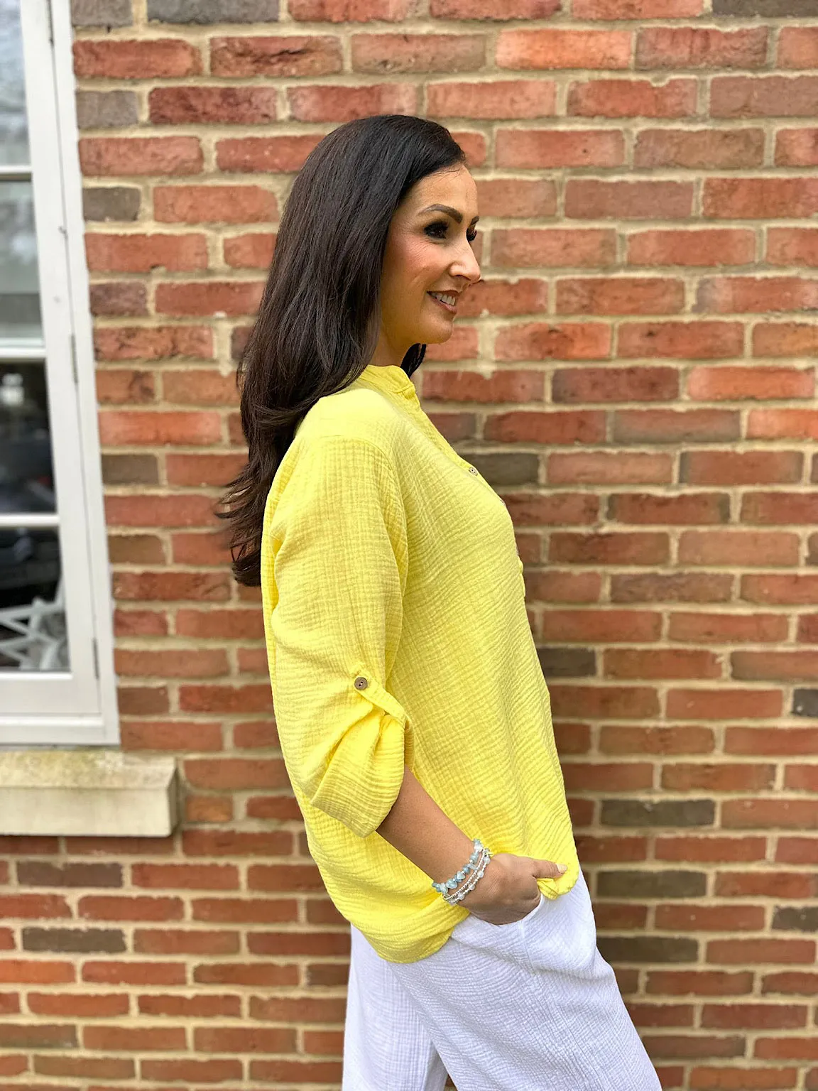 Yellow Bubble Cotton Lightweight Blouse Dinah