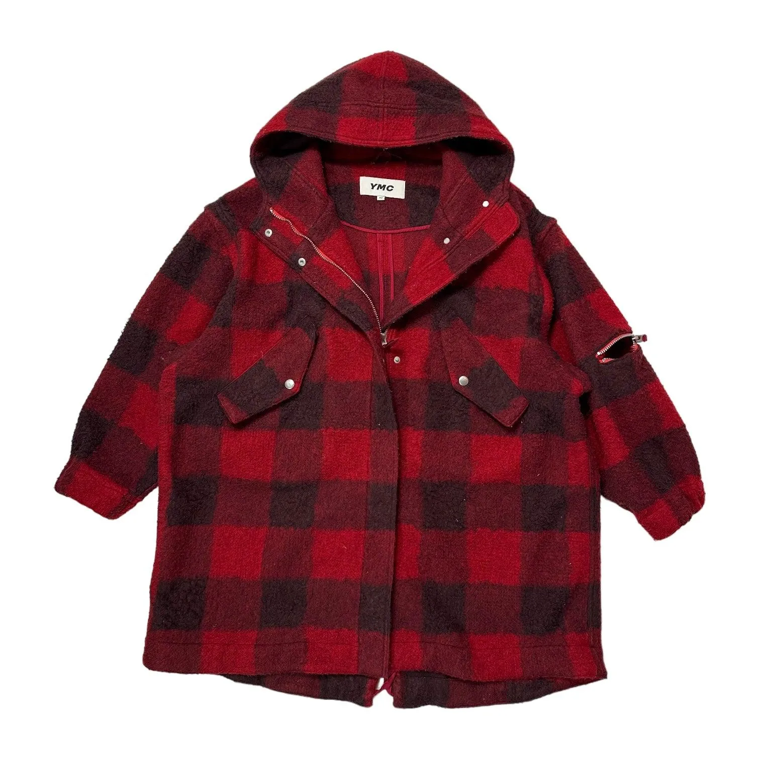 YMC Hunter Red Plaid Parka Jacket