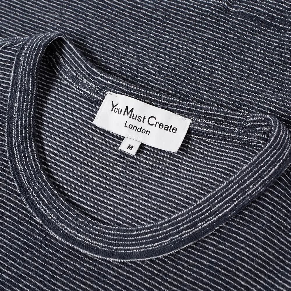 YMC Terry Stripe X Crew SweatNavy