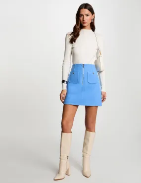 Zipped mini skirt blue women