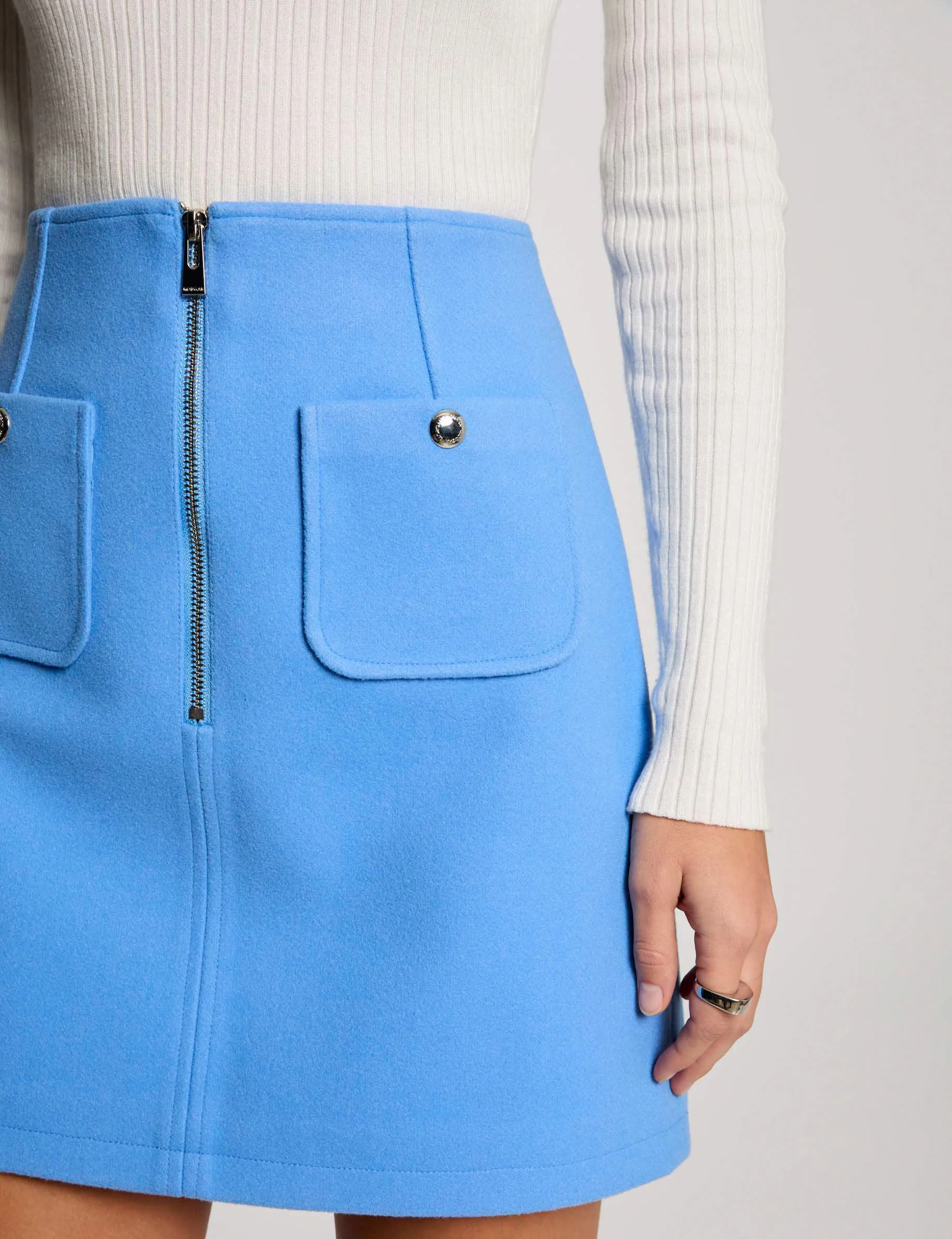 Zipped mini skirt blue women