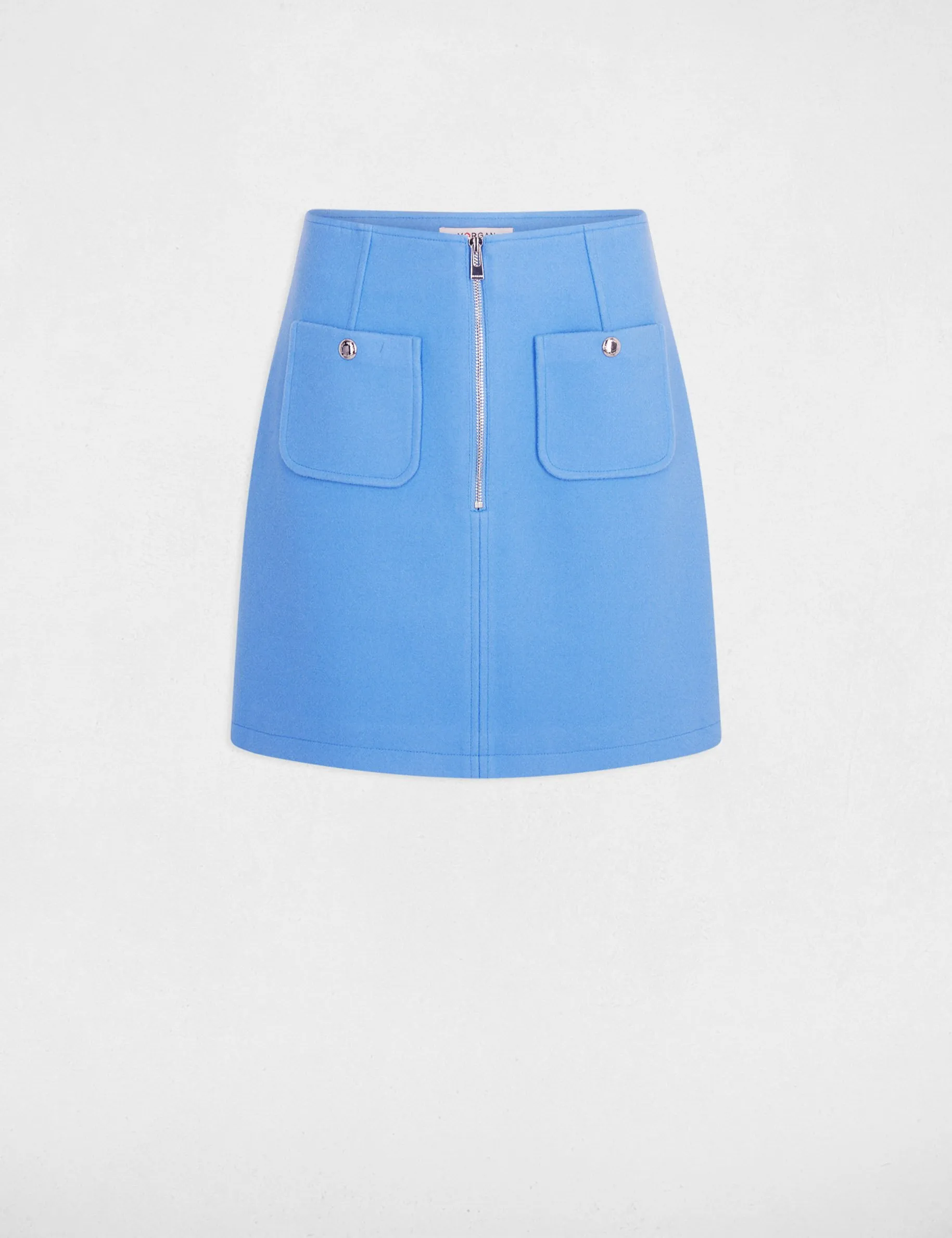 Zipped mini skirt blue women